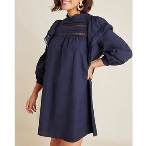 Anthropologie Maeve Navy Fleetwood Cotton Shift Dress
